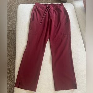 Maroon scrub bottoms (top also in closet) two side pockes two back pockets!